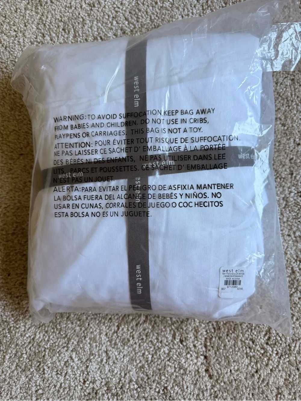 West Elm White European Flax Linen Bed Skirt King